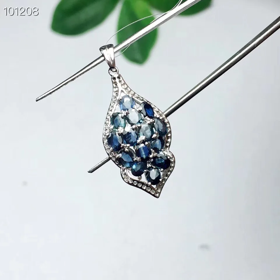 Ожерелье с натуральным Сапфиром И кулоном из серебра 925 пробы для мужчин и женщин