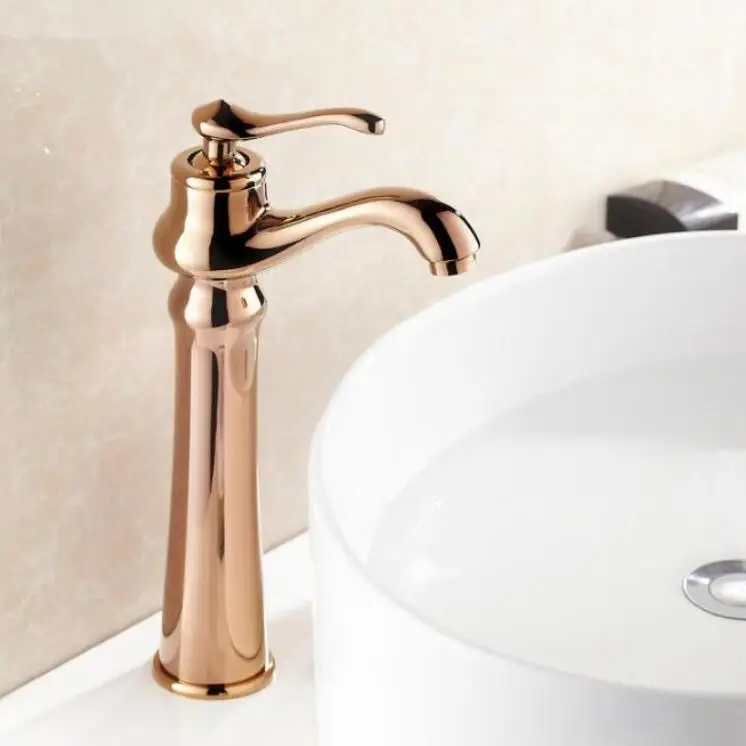 Новый смеситель для раковины современный ванной комнаты из розового золота