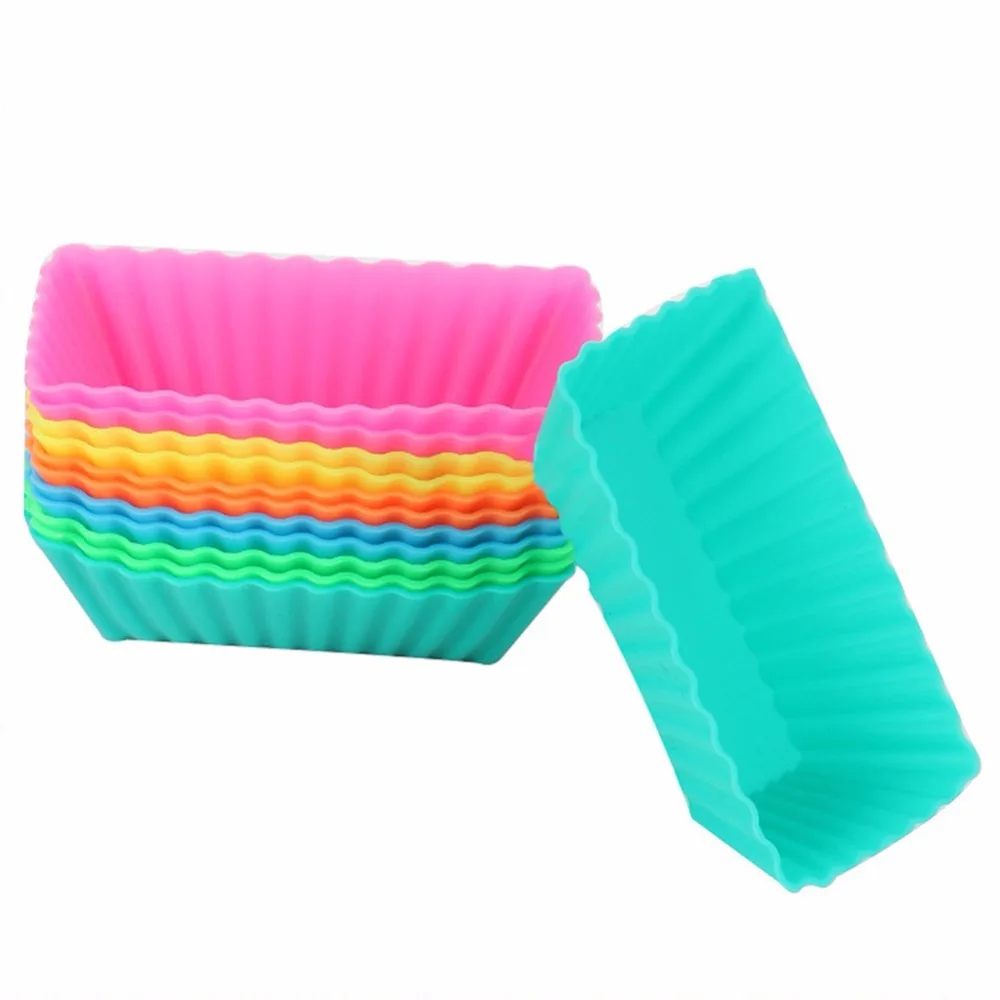 6 шт. мини Прямоугольная форма силиконовая для кексов выпечки лоток формы Стакан