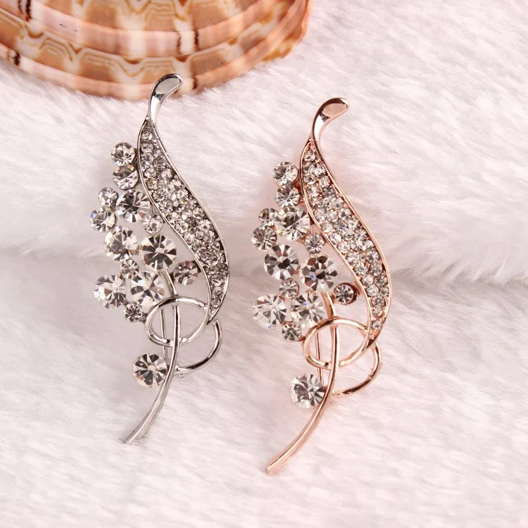 Корейской моды полный горный хрусталь лист брошь дикий одежды одежда аксессуары