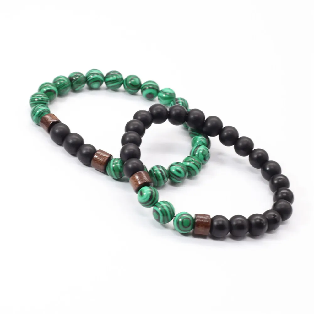 Ручной работы 2 шт./компл. модный любовь пара браслет деревянный камень бисером