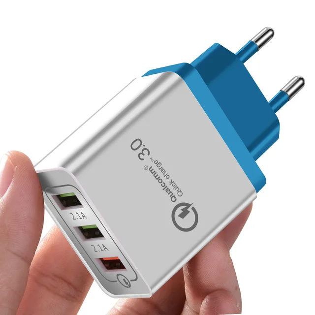 Blue Vothoon 3 порта быстрое зарядное устройство QC3.0 телефон USB зарядное устройство Быстрая зарядка ЕС разъем зарядное устройство для мобильного телефона для samsung S9 S10 Xiaomi Mi 9 - Тип штекера: Blue
