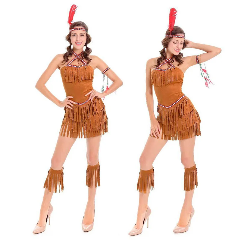 Женское платье с бахромой в этническом стиле для Хэллоуина Карнавальный костюм