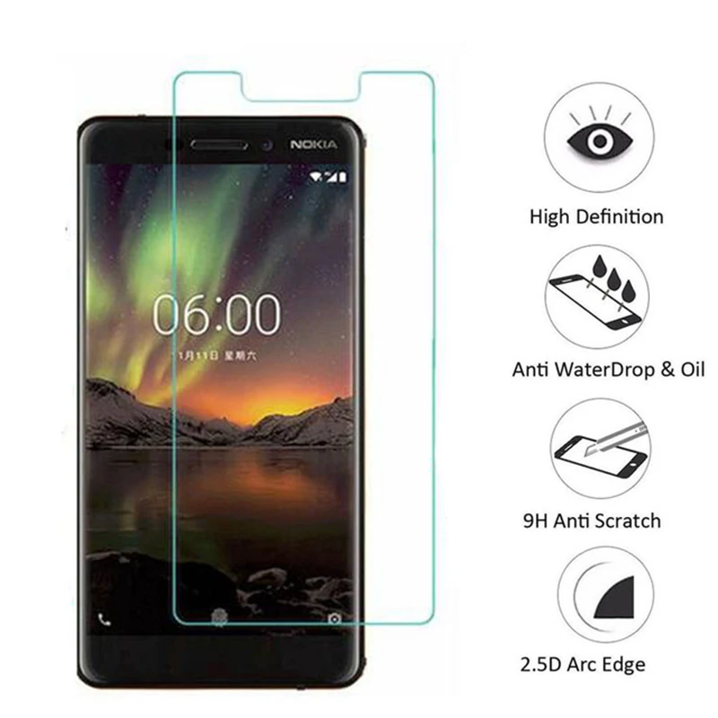 2 шт для Nokia 6 2018 TA-1068 защита экрана закаленное стекло Nokia6 1 TA-1054 чехол пленка |