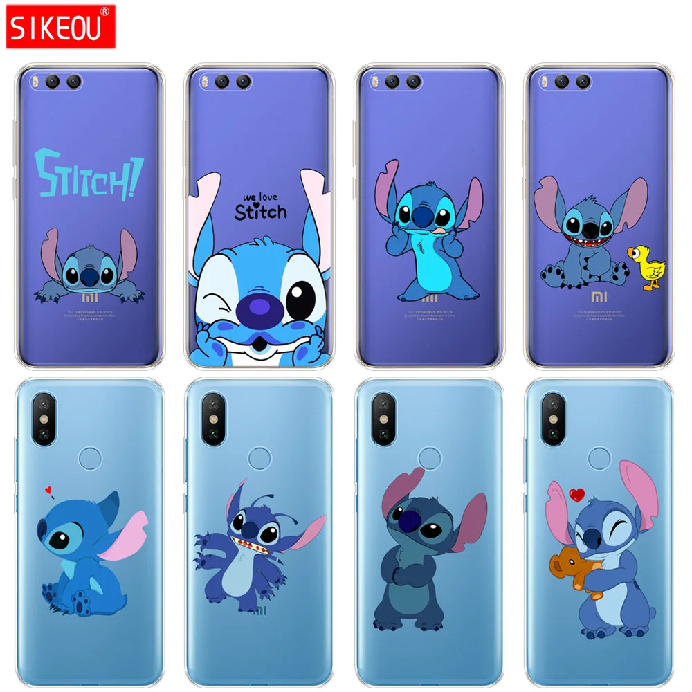 Silicone Cover Case For Xiaomi Mi 8 8SE A1 A2 5 5S 5X 6 Mi5 MI6 NOTE 3 MAX Mix 2 2S cute hollow out cartoon Lilo Stitch |