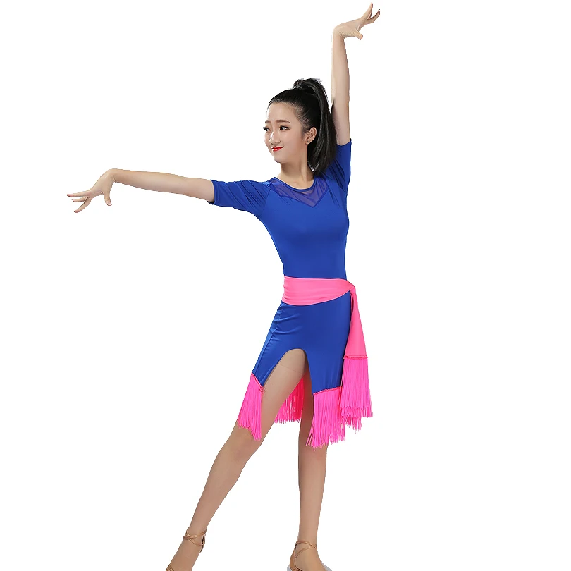 

New Lady Fringed Triangle Latin Dress Sexy Adult Latin Dance Dress Costume Women's Practice Dress for Salsa Cha with Waist Chain