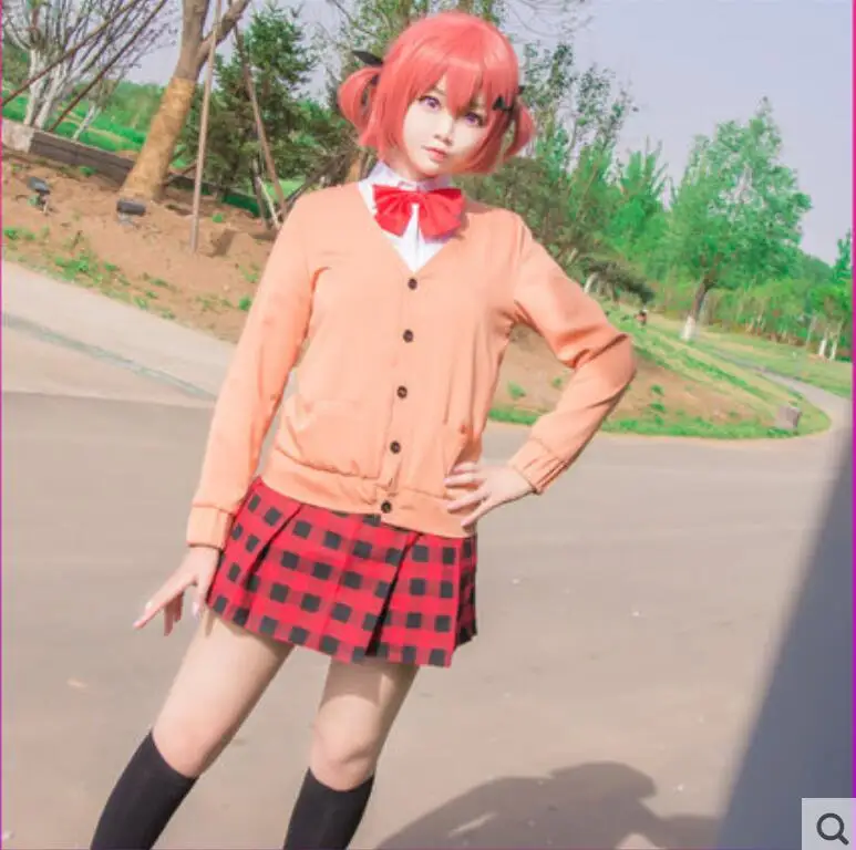 Габриэль, выпадающий из игры, аниме, косплей, Kurumizawa Satanichia McDowell COS, Хэллоуин, вечерние, косплей, повседневная одежда из трех предметов - Цвет: Бежевый