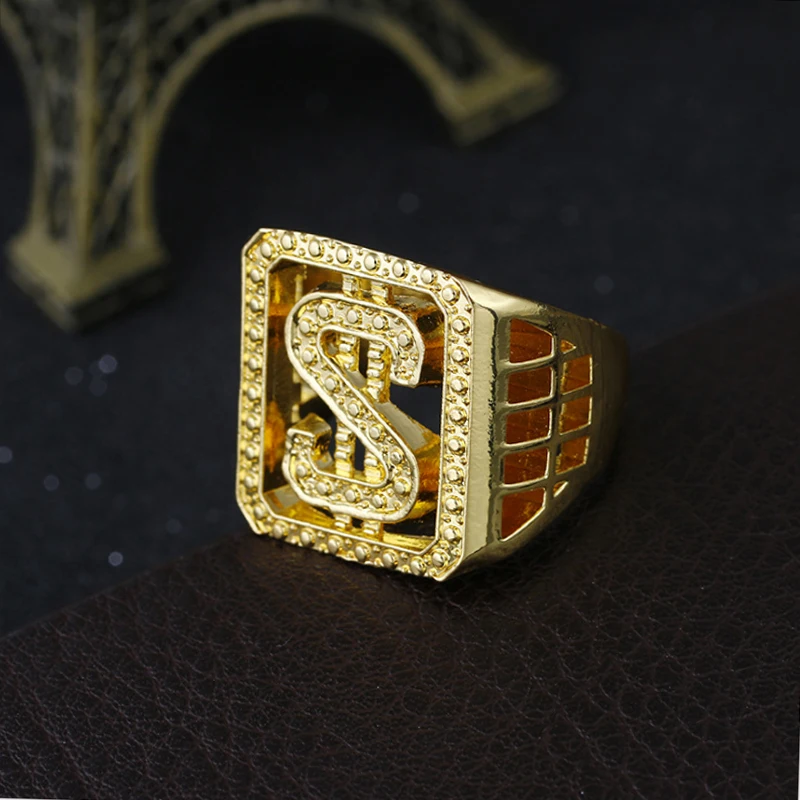 Мужское кольцо для денег в стиле хип хоп доллар США сплав цинка позолоченные