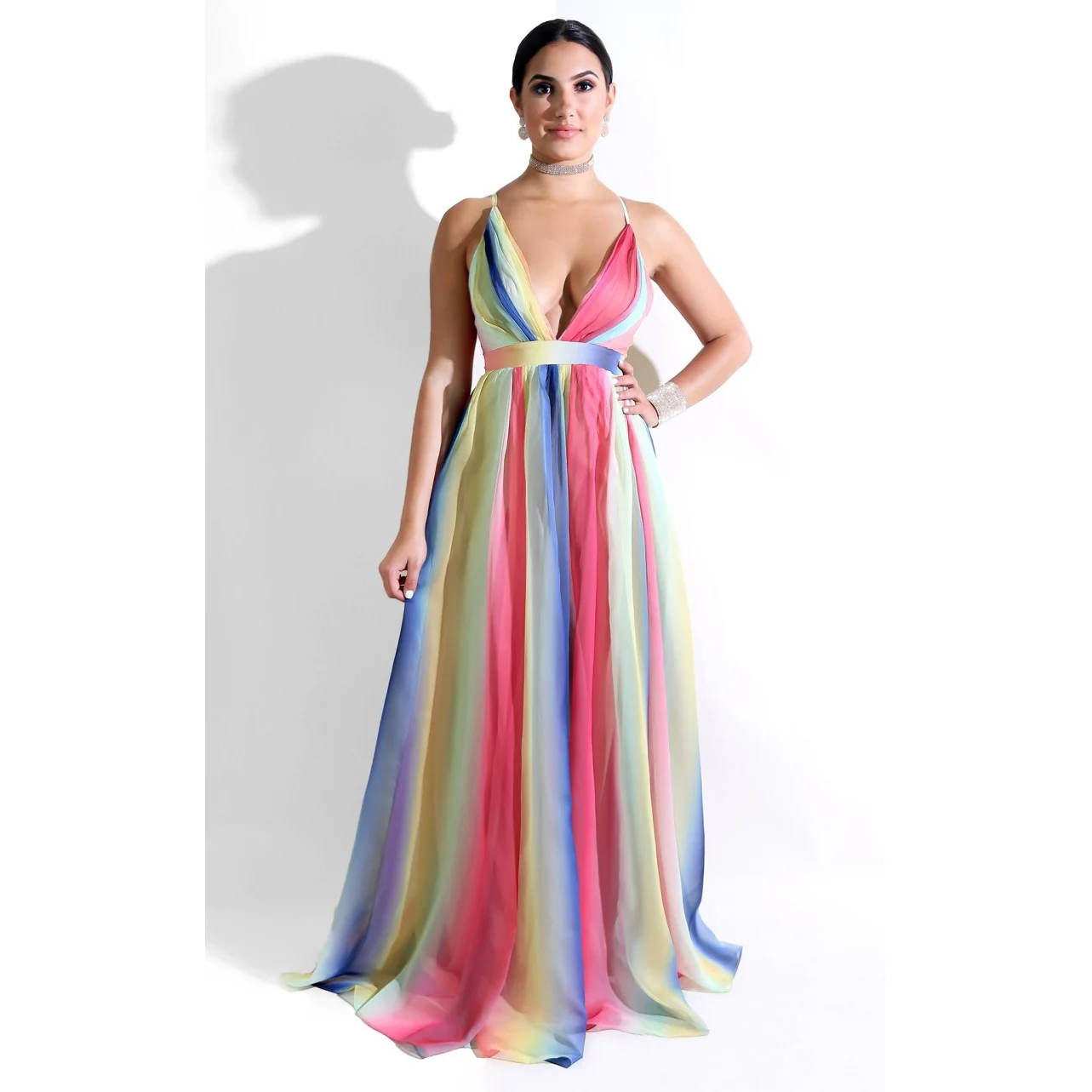 Сексуальное Платье макси с v образным вырезом и открытой спиной женское