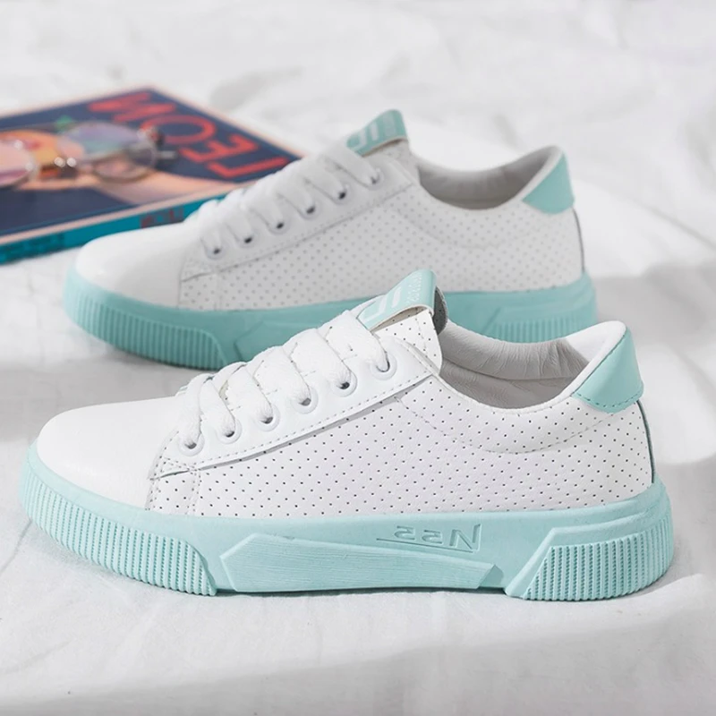 Женские кроссовки Летняя женская повседневная обувь из искусственной кожи