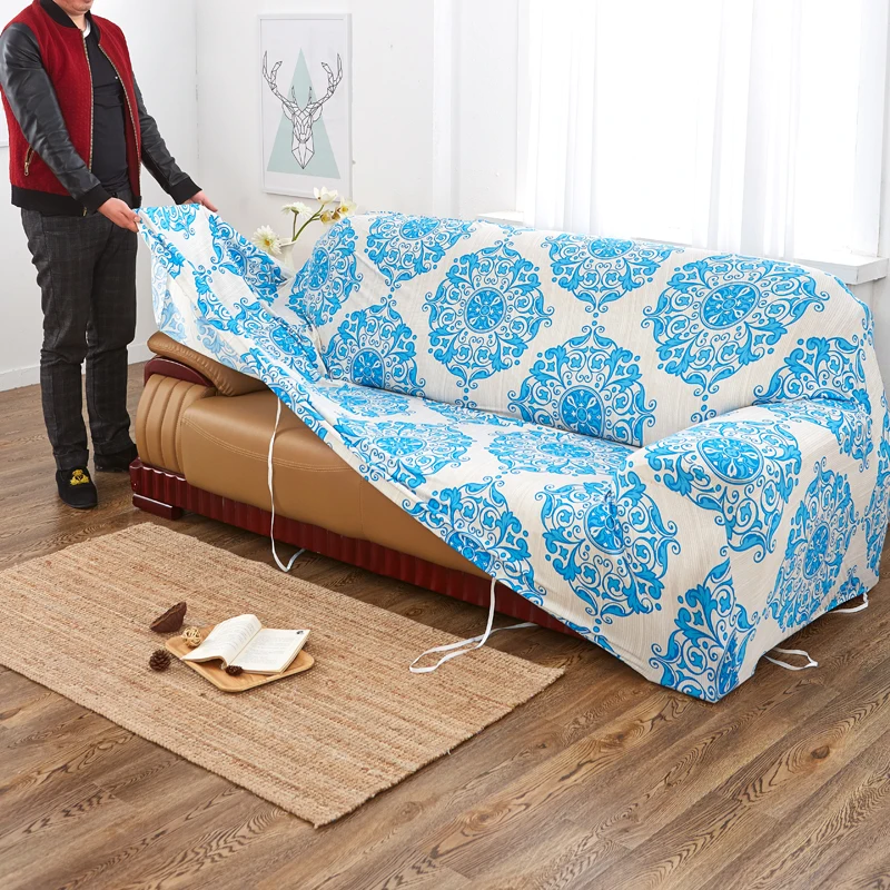 Чехол для дивана с принтом папа и мима эластичный чехол в стиле L|sofa cover elastic|stretch sofa