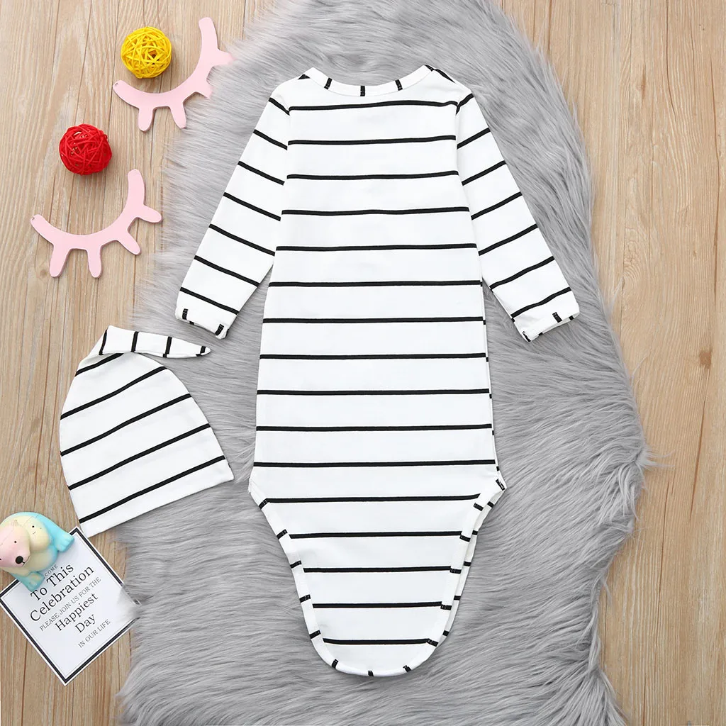 Newborn Baby Boy Girl Stripe Crib Sleeping Bag Wrap Swaddle Hat Clothes Set | Детская одежда и обувь