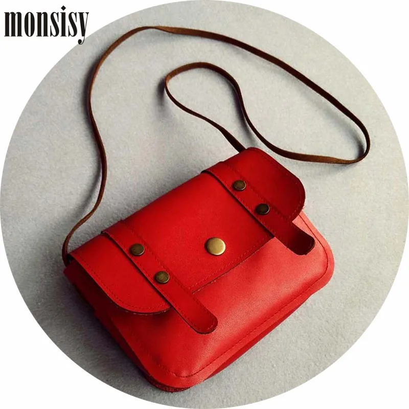 Monsisy Christmas Children Handbag Wallet Boy Coin Purse Bag Vintage Rivet PU Leather Girl Shoulder Retro Kid Small Gift |