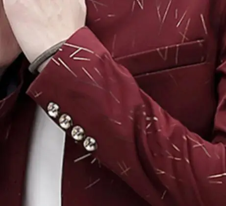 

Spring new men's suits korean youth embroidered men's handsome little suit men jacket stand collar casaco masculino purple red