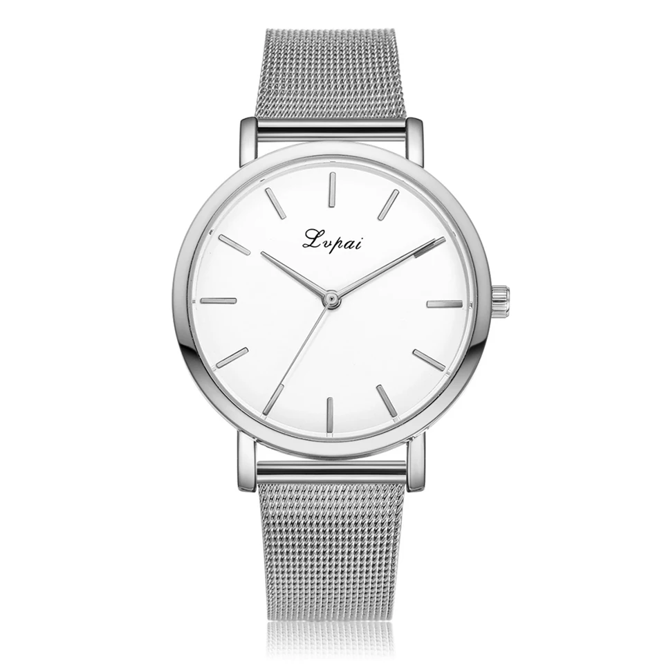 075 Silver Дропшиппинг Lvpai брендовые роскошные розовые золотые сетчатые часы модные часы-браслет женские кварцевые часы на запястье Женские повседневные часы - Цвет: 075 Silver