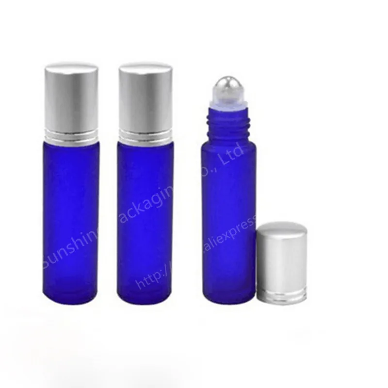 24x10 мл пустые кобальтовые Голубые Стеклянные роликовые бутылки с металлическим