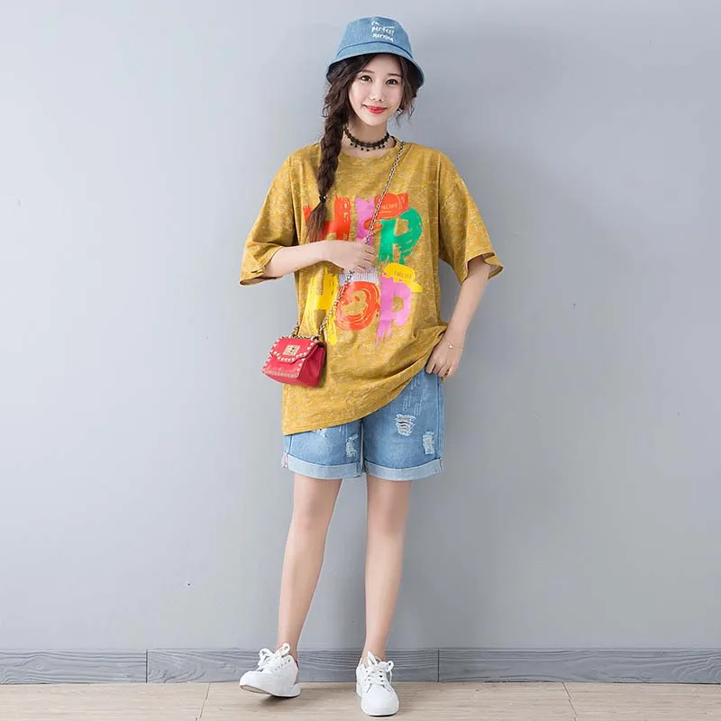 Summer new women's T-shirt interesting fashion jacket letters loose short sleeves Street hip-hop | Женская одежда