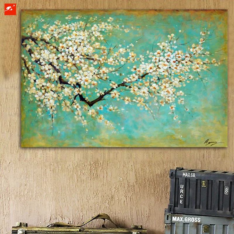 2016 цветок сливы стена pintura большой размер Холст Картина маслом для домашнего