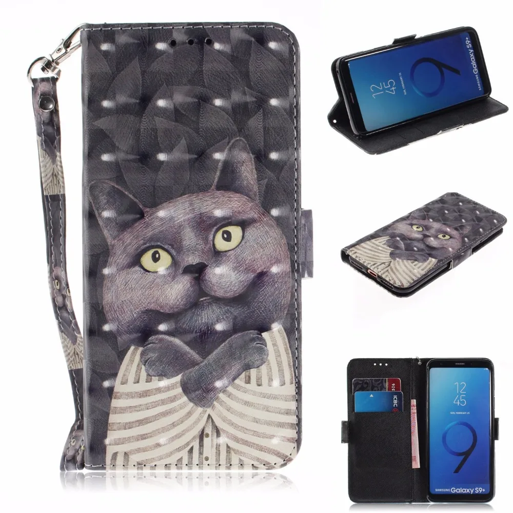 Новый чехол для samsung s9plus Стенд Wallet galaxy s9 крышка 3D кожа флип s8 s8plus | Мобильные