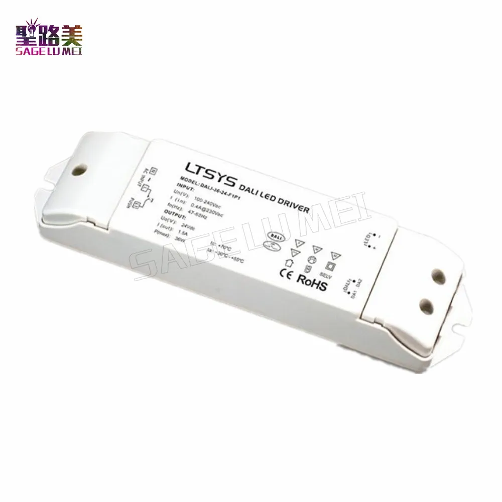 DALI-36-24-F1P1 DALI Диммируемый драйвер светодиодов AC 100 V-240 V вход переменного тока 24 V 1.5A 36 Вт выход с цифровым адресным интерфейсом пуш-ап Dim LTECH постоянный ток питания со светодиодом
