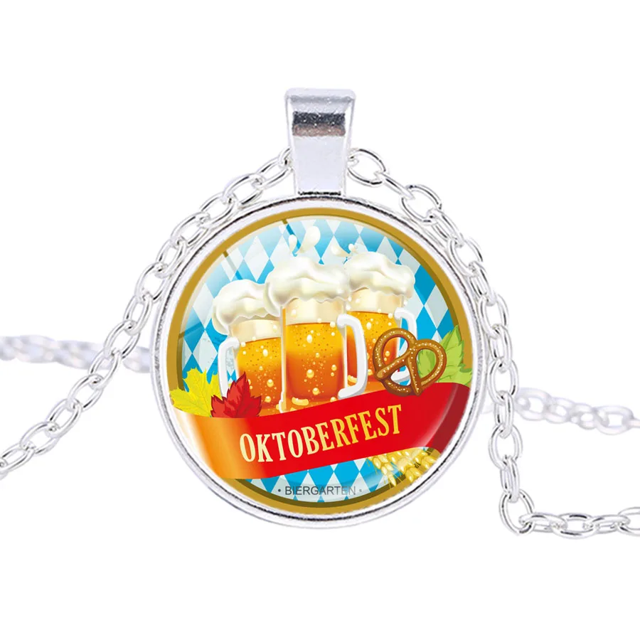 Немецкий Октоберфест стеклянный Фото Кулон посеребренное ожерелье кулон