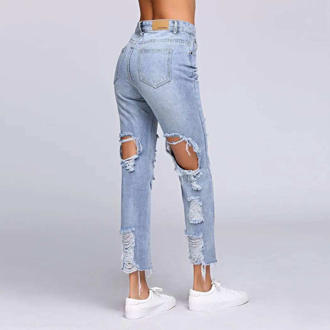 Тонкая талия Distressed Mid ботильоны Длина джинсы | Женская одежда