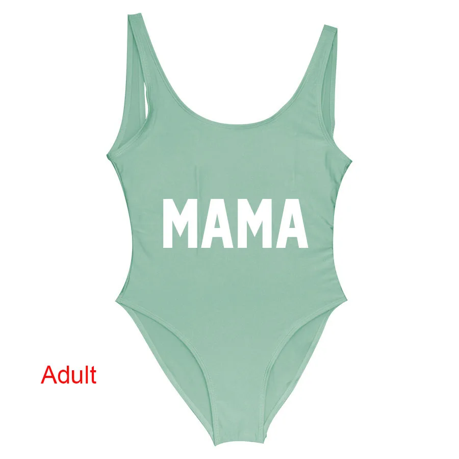 Adult Light Green Родитель, ребенок, Цельный купальник, умный и сильный, как моя мама девочка, Цельный купальник, мама, ребенок, купальные костюмы, пляжная одежда, бикини - Цвет: Adult Light Green