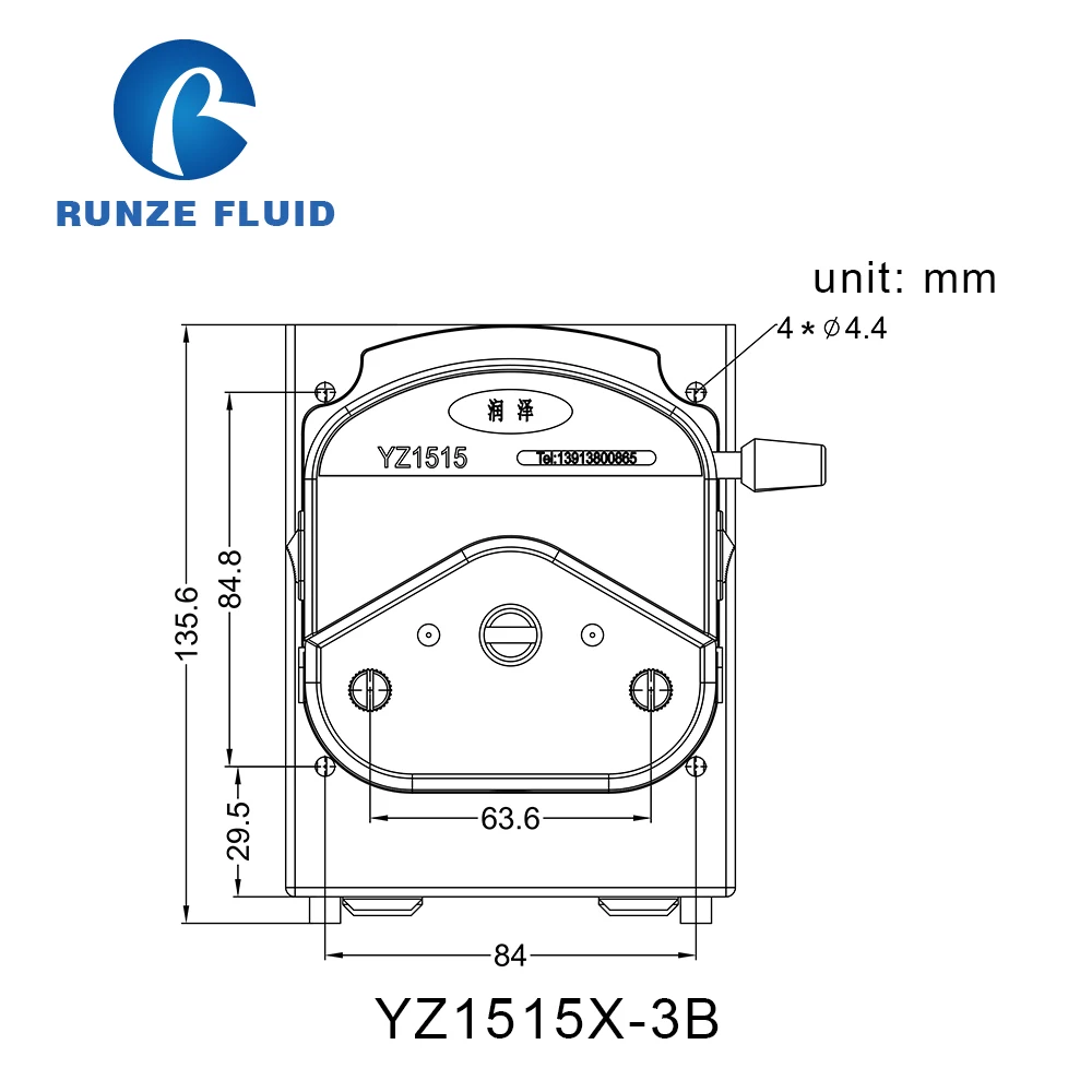 

Liquid Metering yz15 Head Peristaltic Easy Load Flip-Top FDA 3/6 Rollers Stainless Steel