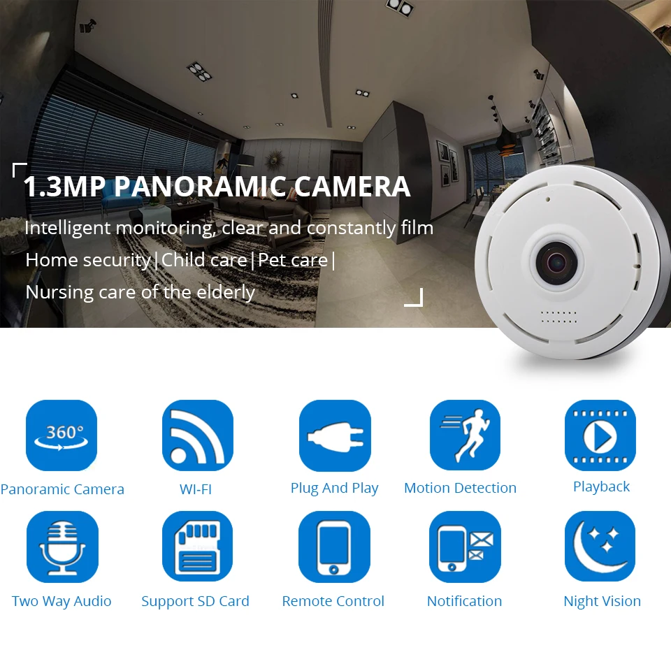 1.3MP IP Камера Wi Fi 960 P Беспроводной панорамный fi FishEye дома безопасности CCTV Камара 360