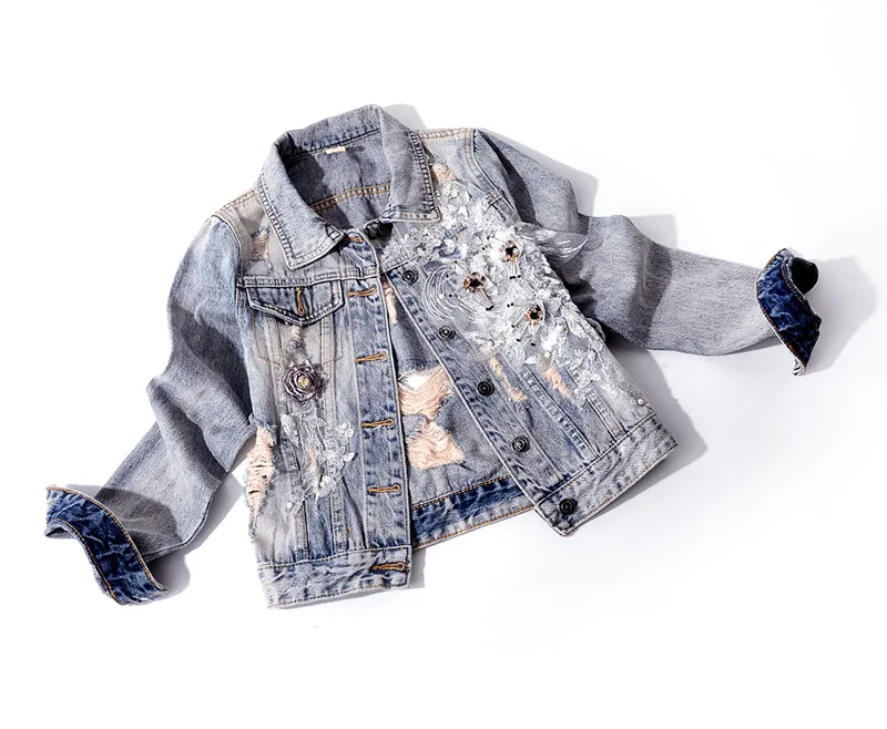 Рваная джинсовая куртка новинка весны 2019 модные женские куртки короткая с