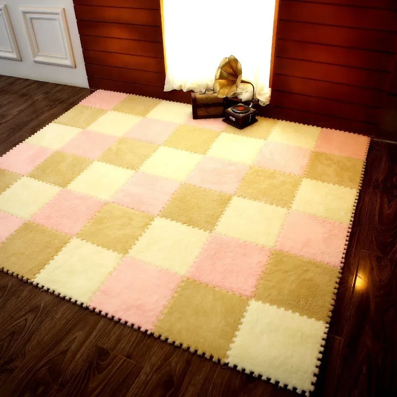 6 шт. 30x30 см EVA пена DIY коврик-пазл ворсинки длинные ворсистый ковер плюшевый теплый