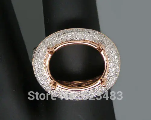 

Oval Cut 11x14mm Solid 14k Rose Gold Natural Diamond Semi-Mount Ring Hold