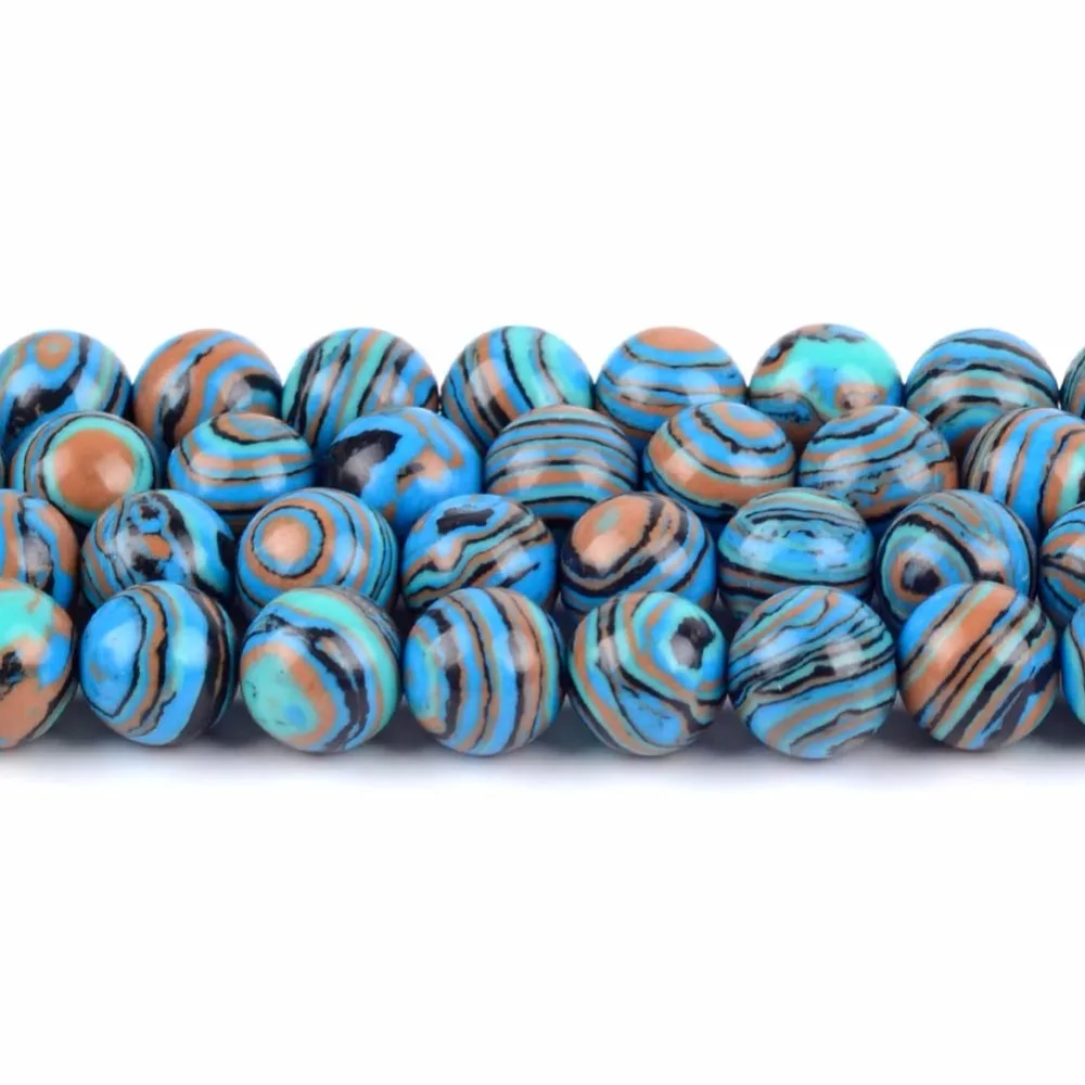 4 6 8 10 12mm Round Peacock Blue Striped Agates Stone Spacer Beads For Diy Jewelry Bracelet Making Jewellery Accessories | Украшения и