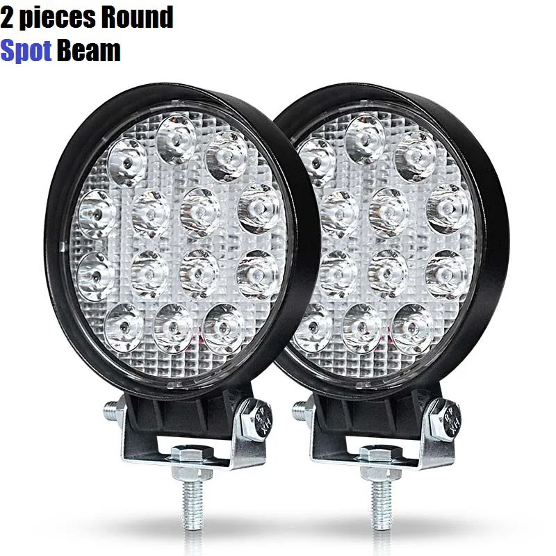 2x Round Spot Beam RACBOX 4 дюйма 48 Вт тонкий светодиодный светильник для вождения с точечным наводнением для Lada, грузовика, прицепа, внедорожника, лодки, 12 В, 24 В, 4WD, для стайлинга автомобилей - Цвет: 2x Round Spot Beam