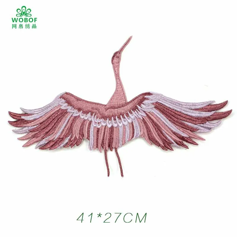 Вышитая нашивка-аппликация с розовым краном ручная работа 3D нашивка для платья DIY