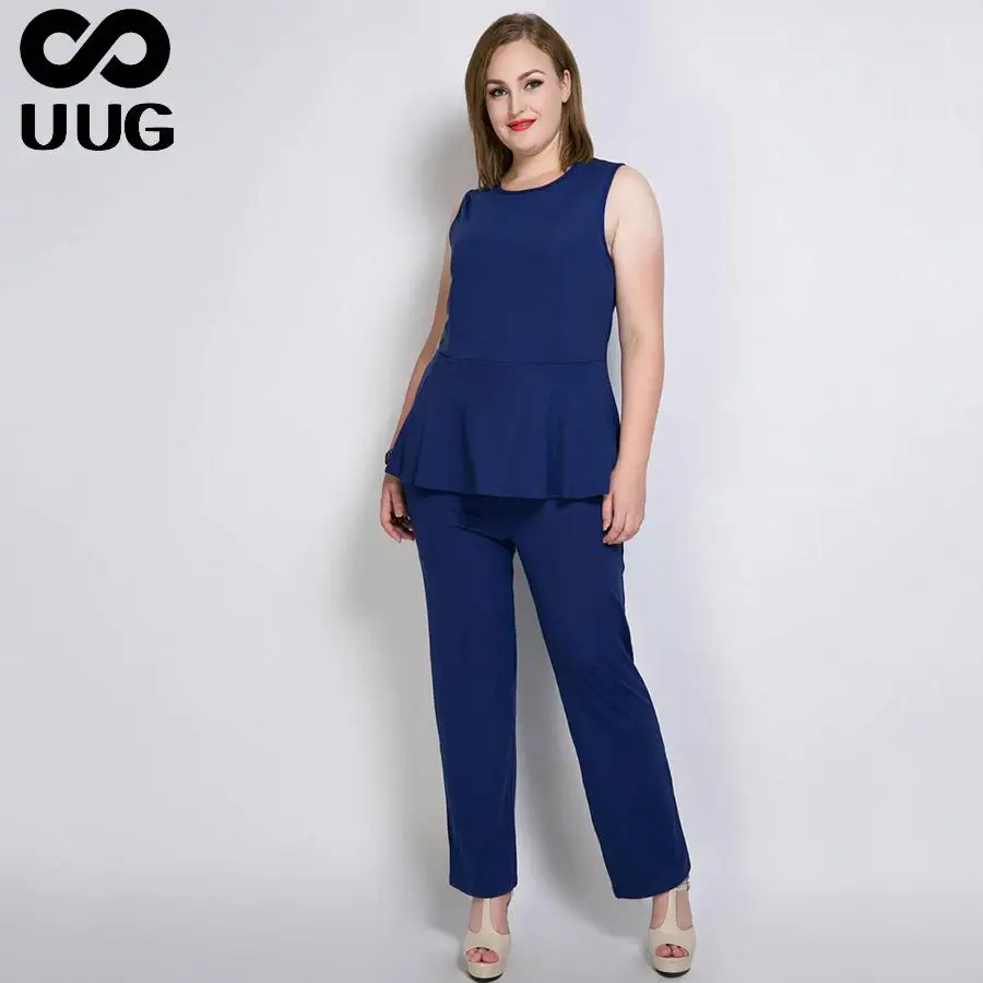 

UUG Plus Size Jumpsuit for Work Women Rompers Overalls OL Office Lady Elegant Jumpsuit Summer 5xl 4xl Fashion Ruffle
