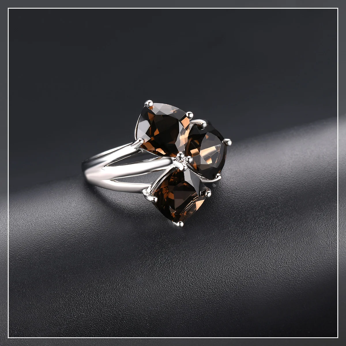 Hutang 6.39ct дымчатый кварц обручальное кольцо натуральный драгоценный камень 925 пробы серебряные кольца изящные элегантные классические ювелирные изделия для женщин Новинка