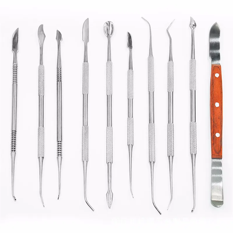 10pcs Teeth Scraper Waxing Carving Kit Dental Lab Tools Equipment Oral Hygiene Instruments Care with Case | Красота и здоровье