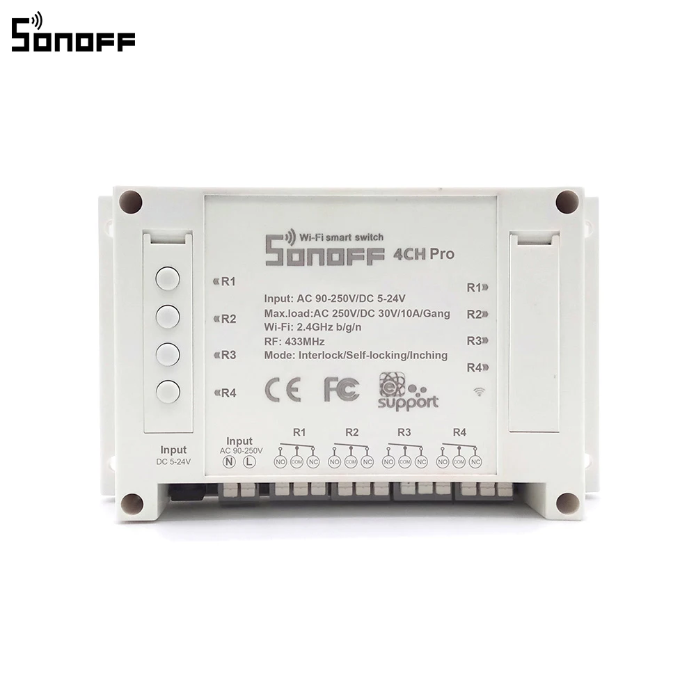 Sonoff 4CH Pro умный дом RF Wifi переключатель света 4 банды 3 рабочих режима Inching Interlock Self