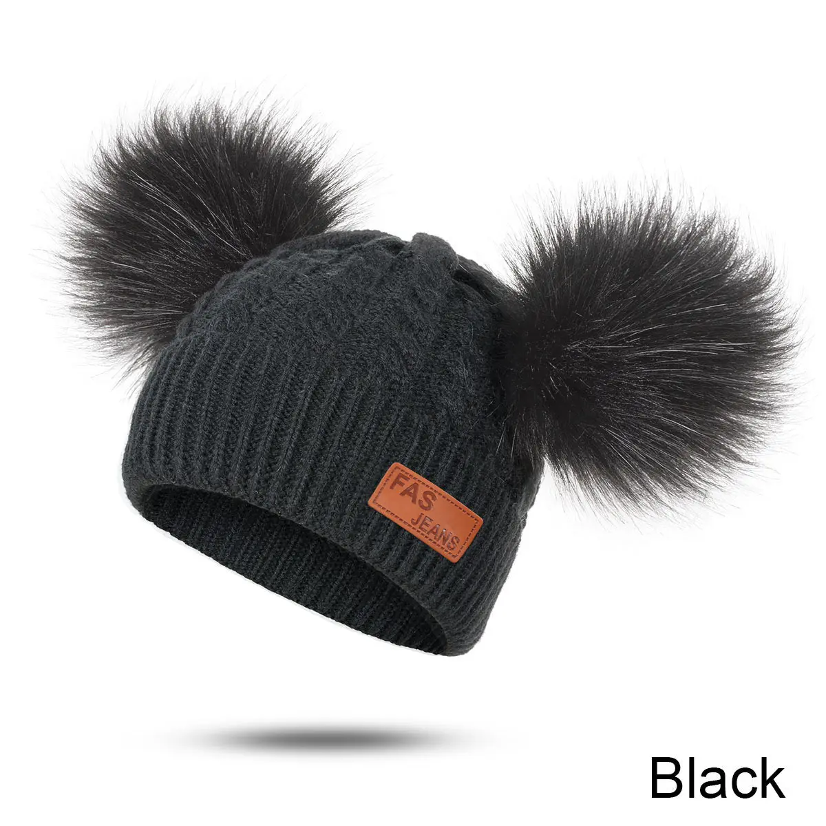 black1 Новые зимние Шапки детская cимпатичный пушистый шарик девочки-мальчики Универсальная крышка мягкая вязаная шапочка из хлопка детские мягкие теплые детский головной убор - Цвет: black1