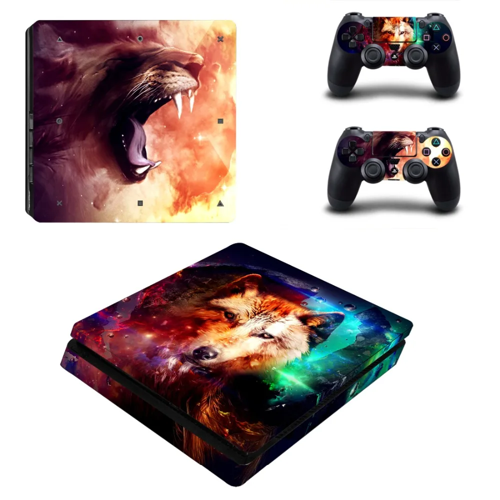 Виниловая наклейка Wolf Dragon PS4 Slim Skin для консоли Playstation 4 и 2 контроллеров
