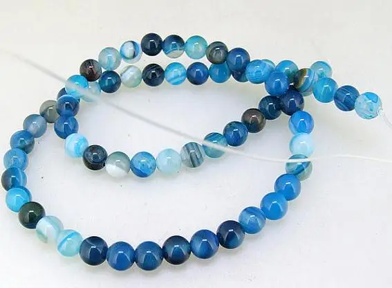 

Unique Pearls jewellery Store Blue View Agate 6mm Round Gemstone Beads one Full Strand 15'' LC3-313