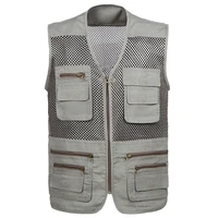 2022 man vest spring and summer vest multi pocket plus size casual vest thin mesh photography vest