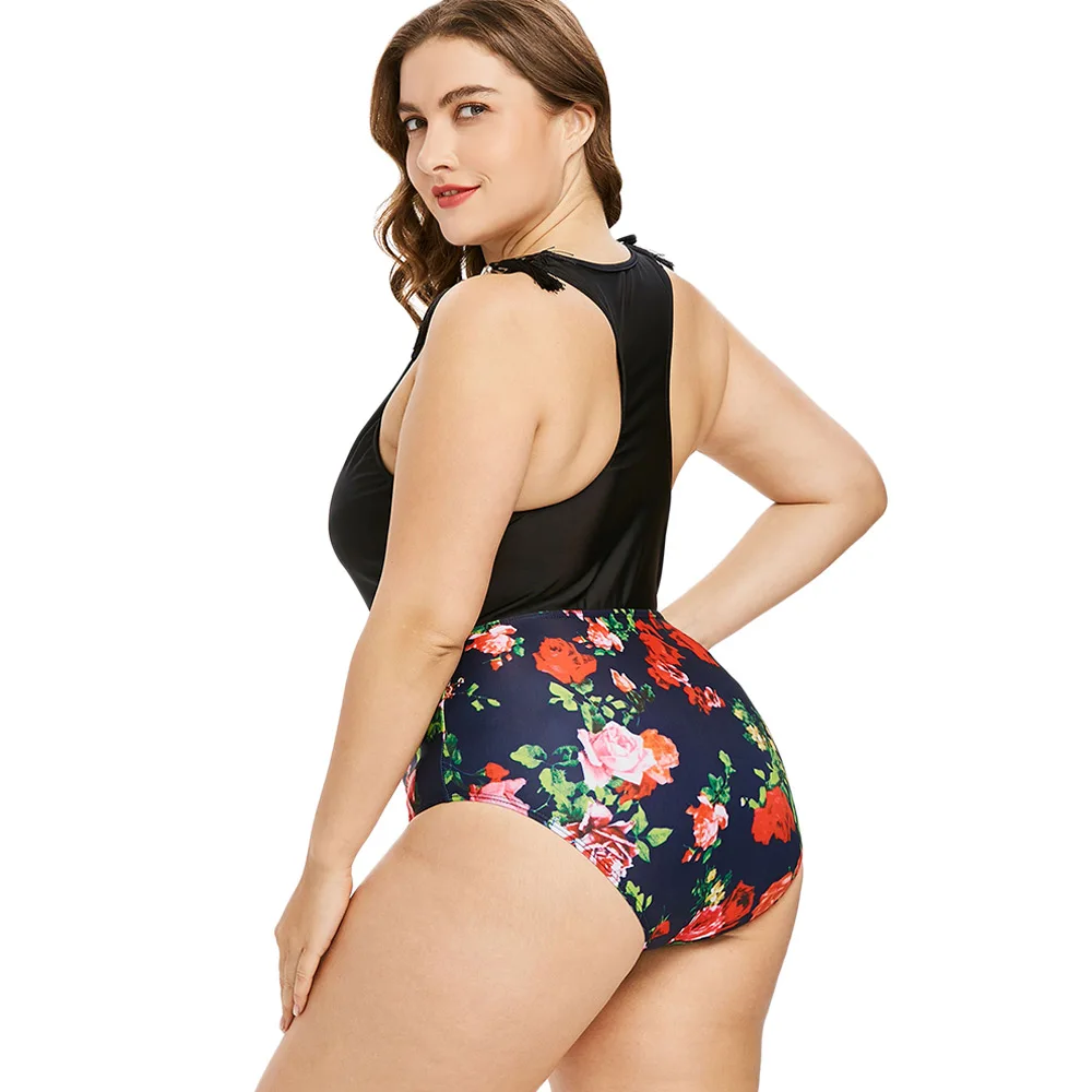 Wipalo размера плюс 5XL Женские костюмы с цветочным рисунком Летний Пляжный цельный