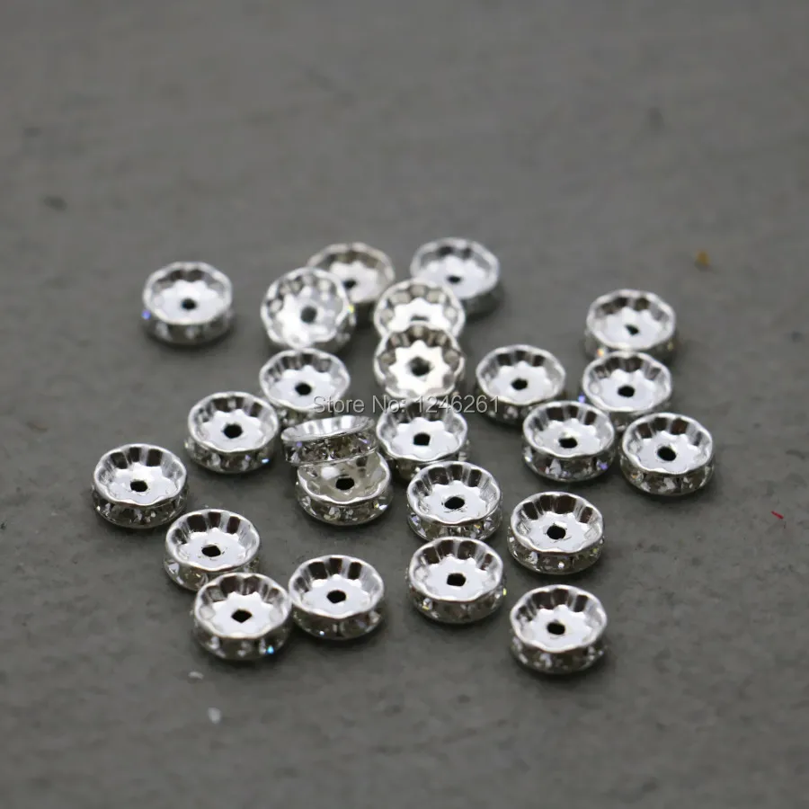 100 шт. круглые Распорки с серебряной пластиной инкрустированные стразы