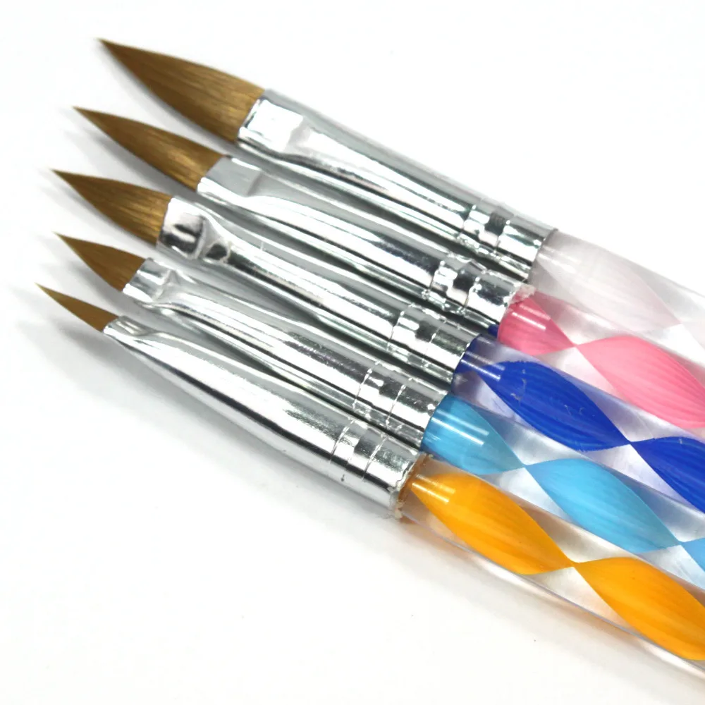 

5PCS 2-Ways Acrylic UV Nail Art Brush Cuticle Drawing Painting Pens Tool Set Kit