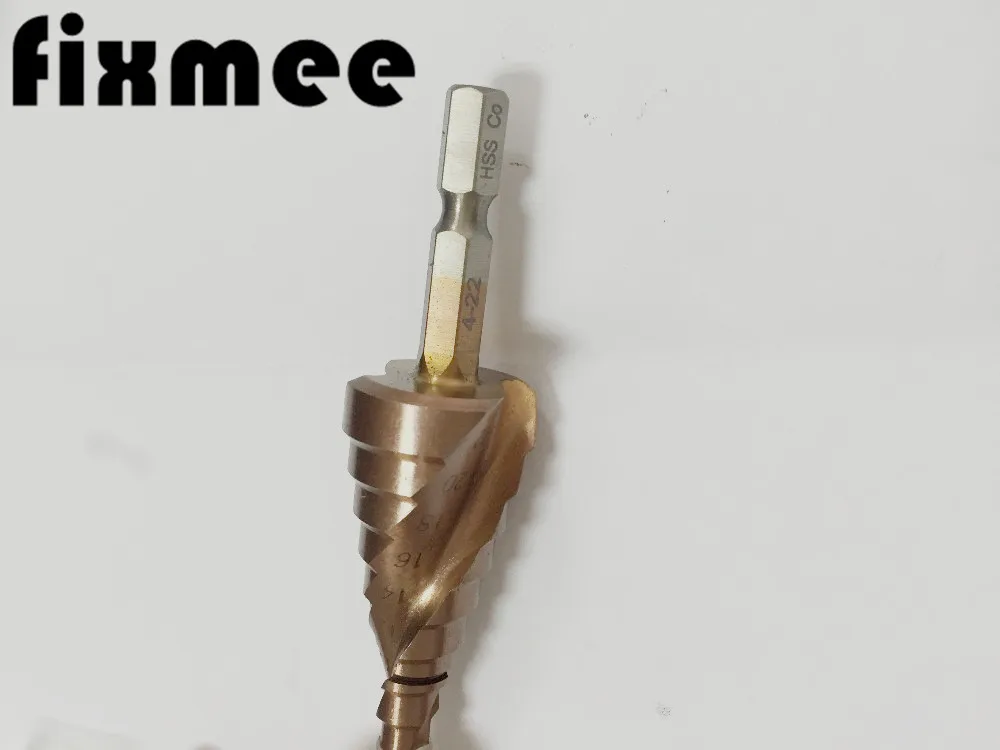 Fixmee HSS CO Кобальт спираль рифленая 4 22 мм шаг конус сверла сверло отверстие резак