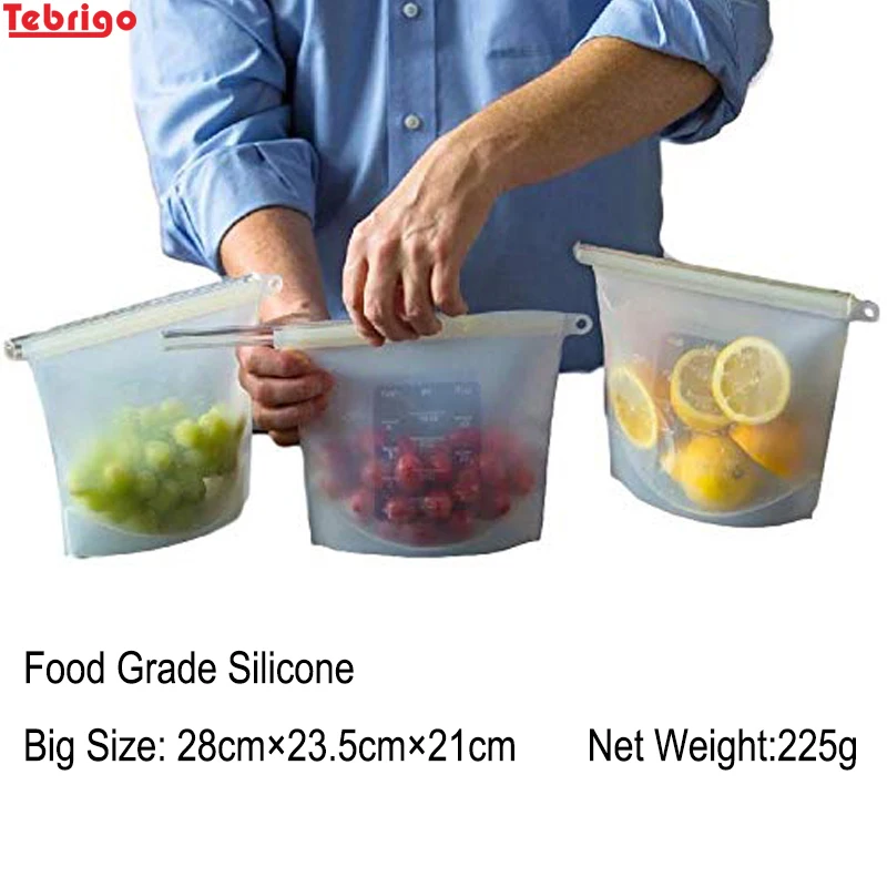 Tebrigo сумки для морозильной камеры многоразовые Ziplock силиконовые вакуумные