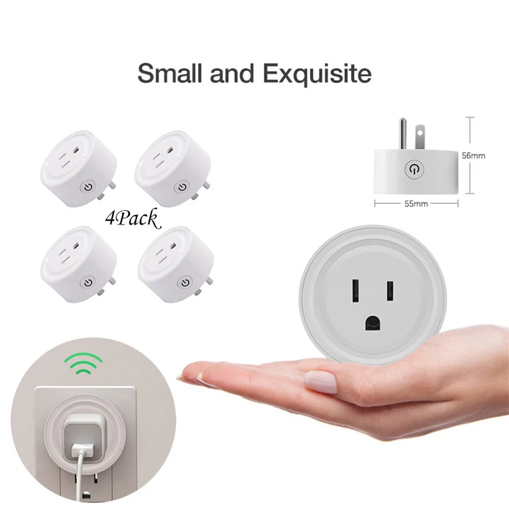 Умная розетка EPULA, 4 шт., умная розетка Wi-Fi, штепсельная вилка США, переключатель wifi для Google Home, управление приложением/Amazon Alexa, подключенная Wi-Fi