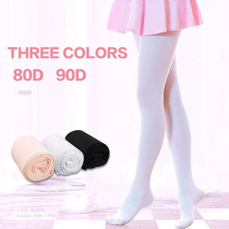 

Fashion Nude Black White Footless Kid Tights Nylon Leggings Girls Children Ballet Dance Pantyhose 80D 90D